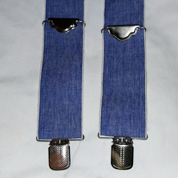 Chambray‎ Mens Suspenders with Silver Hardware - Picture 2 of 5